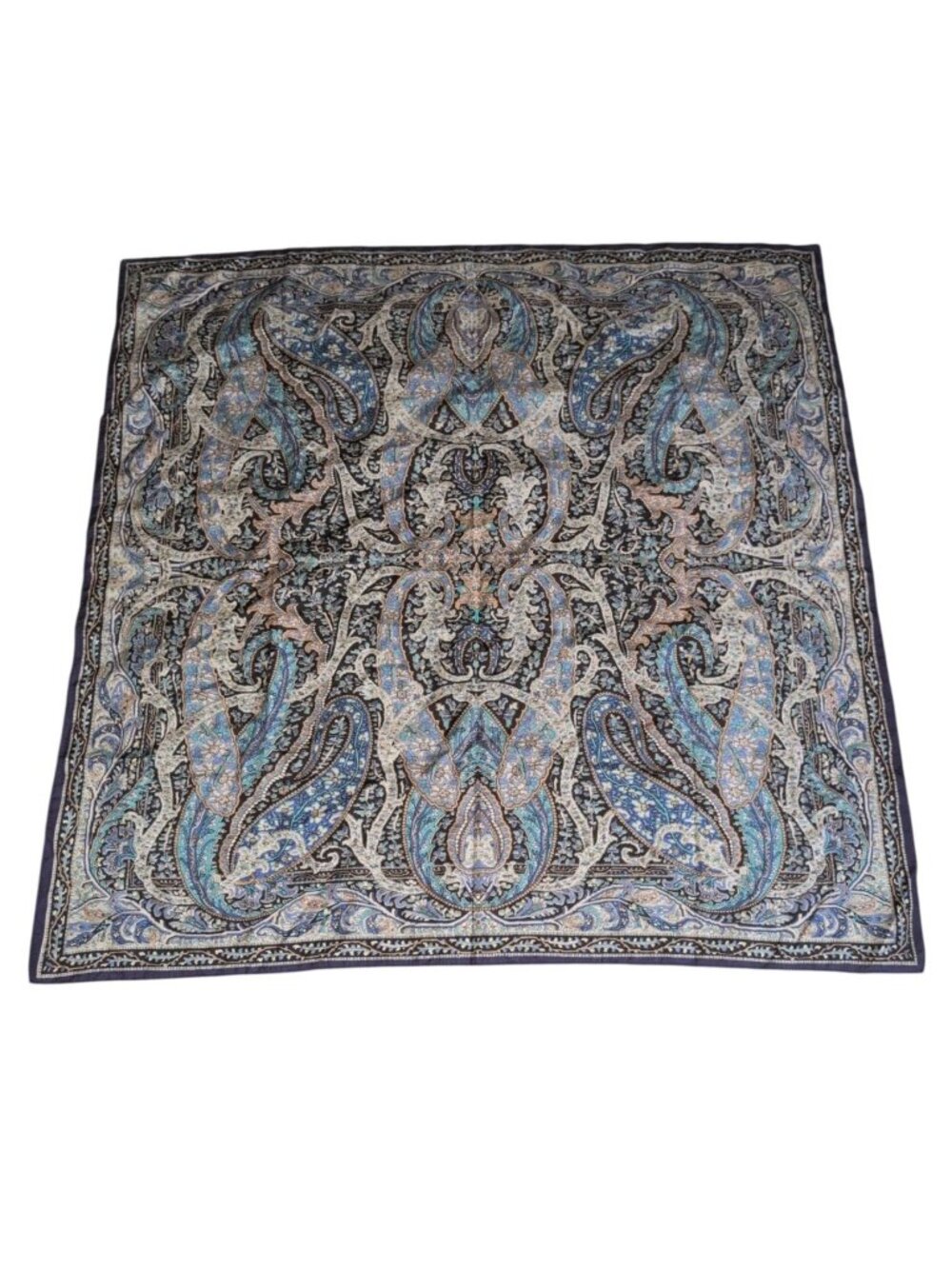 Liberty of London Paisley 100% Silk Scarf Blue Square Lightweight Made in Englan